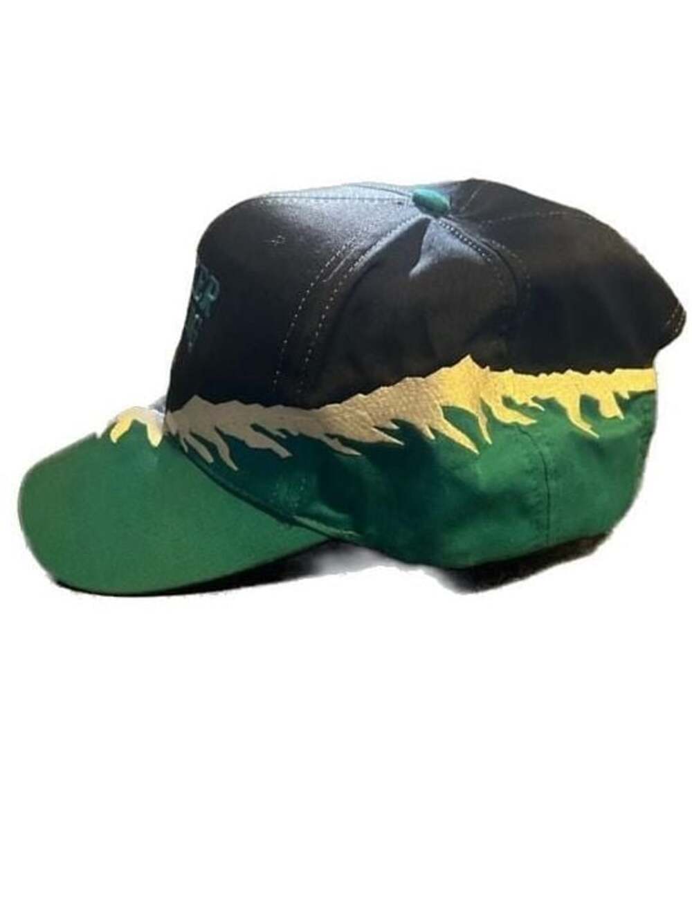 Vintage Nissun Barker Racing 12 Shark Tooth Snapback Hat Teal Black